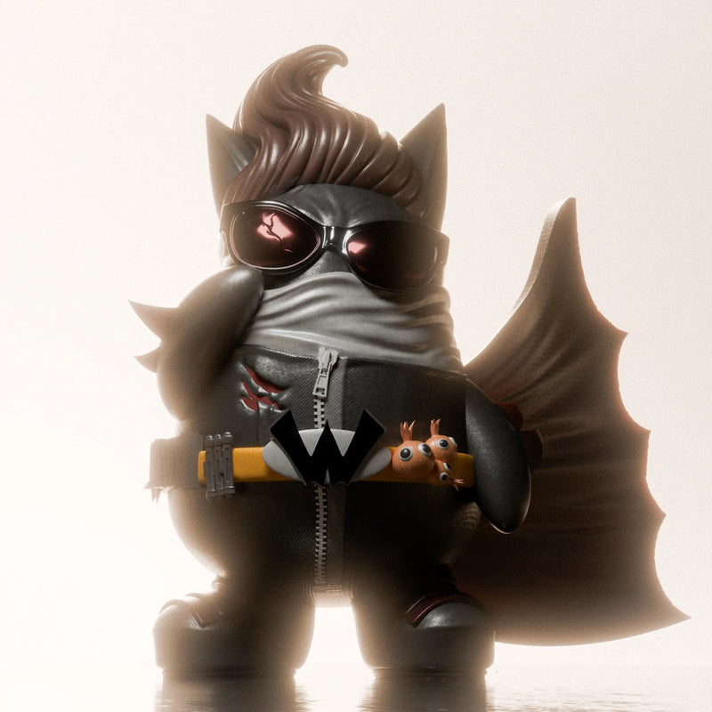 Waxy Noir with sunglasses, mask, cape, W belt and detailed outfit