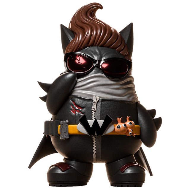 Waxy Noir collectible, isolated on a transparent background